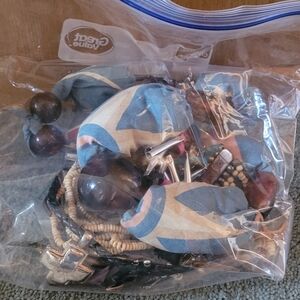 Mixed Jewelry Bag with Blue Fabric Pouches